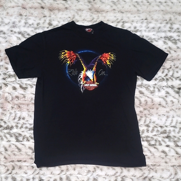 **SOLD** Men's Harley Davidson Honolulu Hawaii Black Graphic T-Shirt - Picture 1 of 5